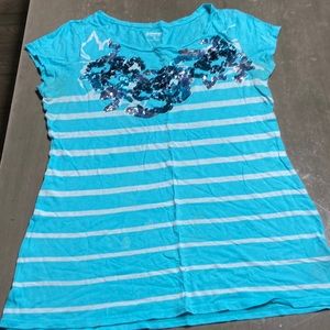 Striped Express Floral Sequins Shirt